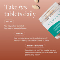 Equelle packaging inside view reveals month-long supply of tablets.