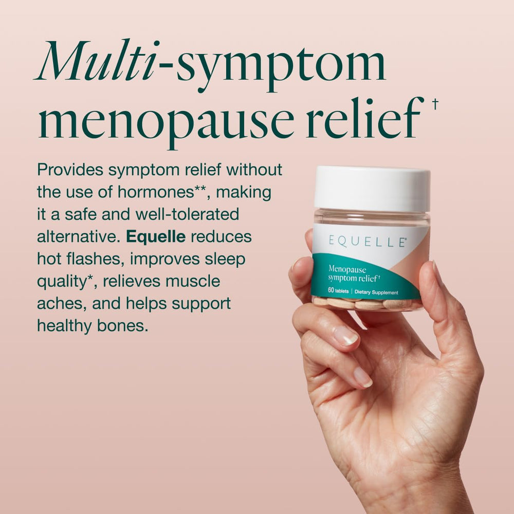 Close-up of EQUELLE S-equol capsules for non-hormonal relief