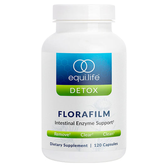 Equilife Florafilm bottle shown for reliable digestive support and daily wellness.
