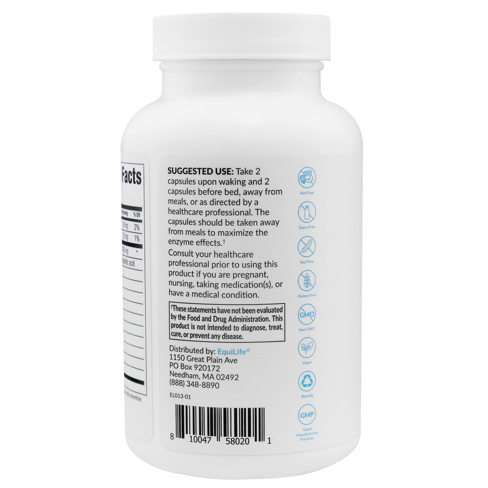 Equilife Florafilm label with vegan, gluten-free, and non-GMO credentials.