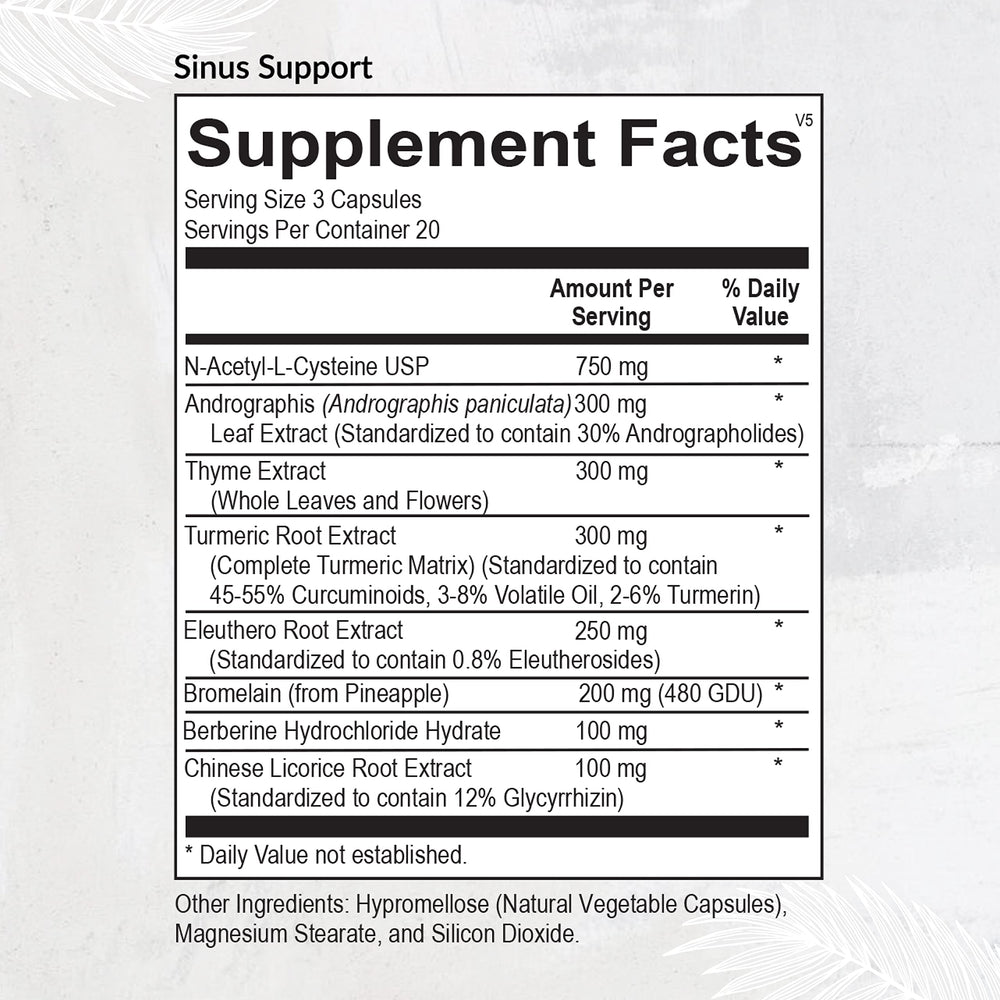 Equilife Sinus Support capsules close-up, showing plant-based capsules for respiratory support.