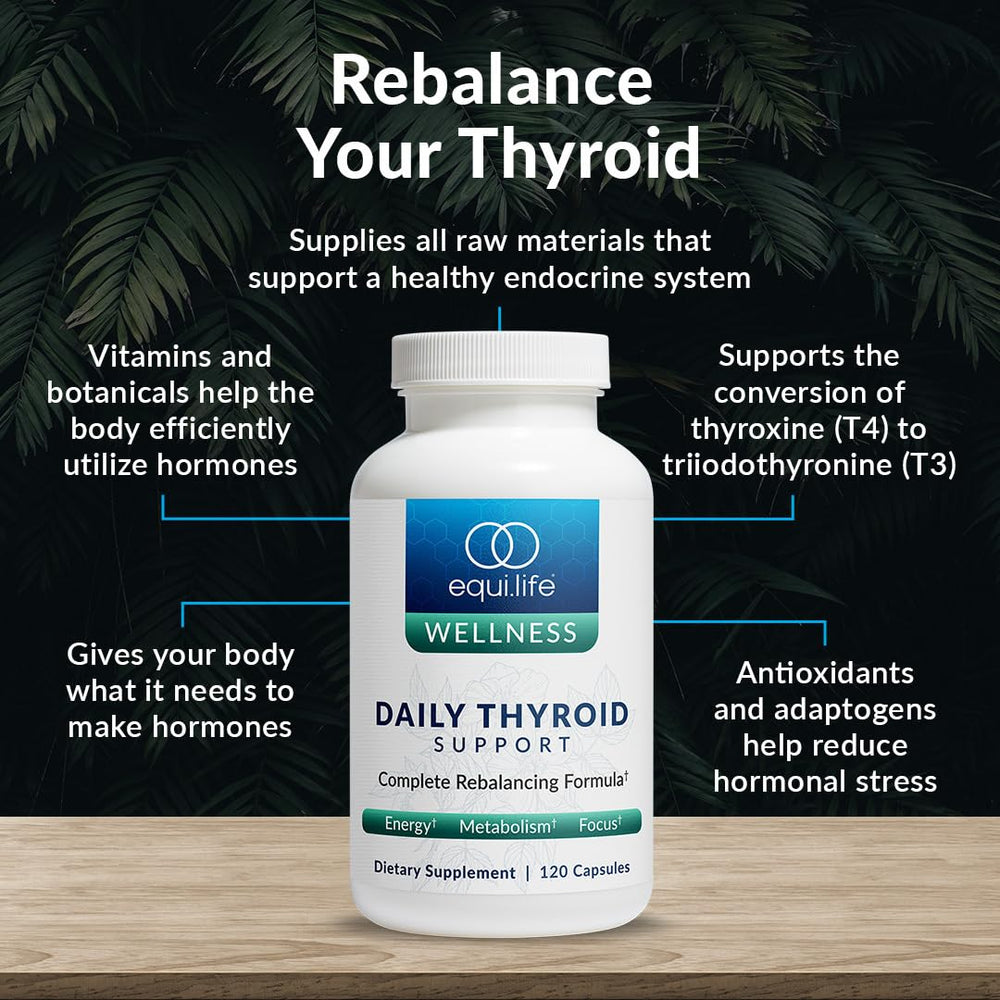 Equilife Thyroid Support features adaptogens like schisandra for overall balance.