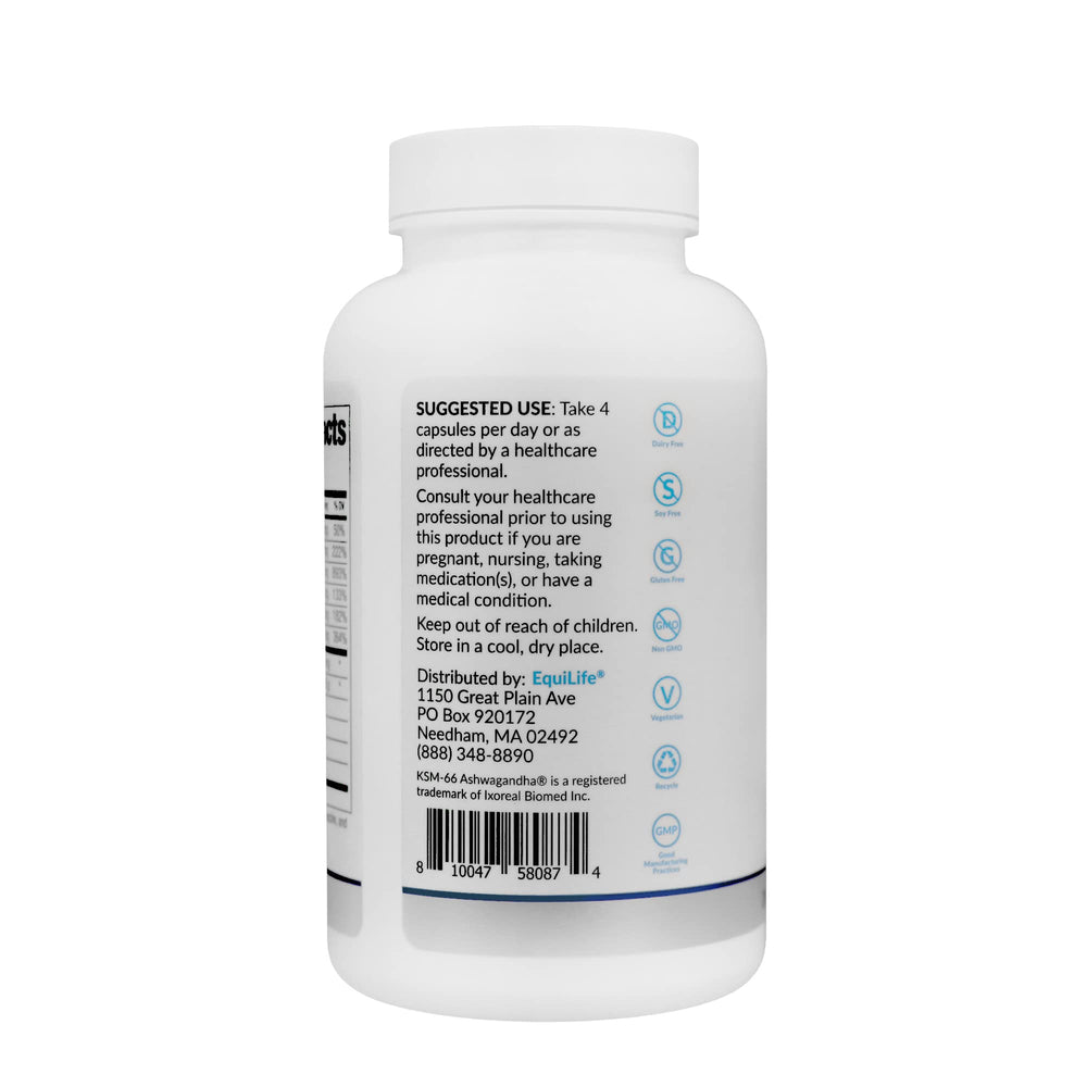 Equilife Thyroid Support label close-up with gluten-free formula notes.