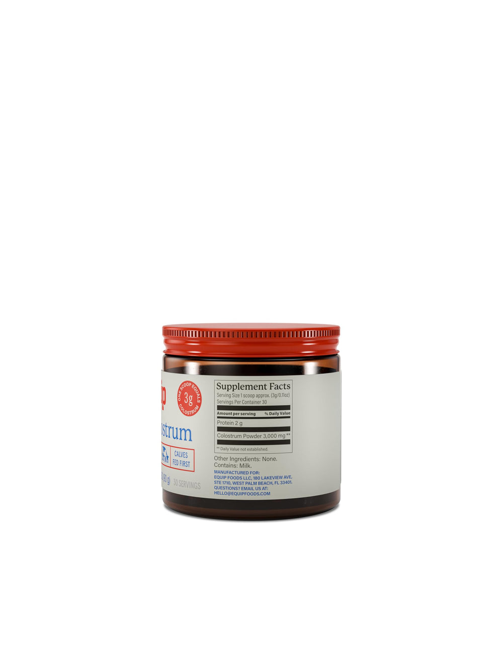 Front packaging of Core Colostrum Powder highlights keto-friendly, unflavored formula.
