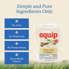 Equip Grass-Fed Collagen powder poured into smoothie for support.