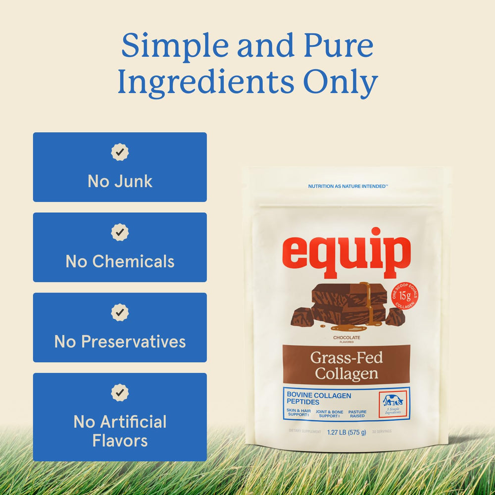 Equip Grass-Fed Vanilla Collagen powder label on the tub