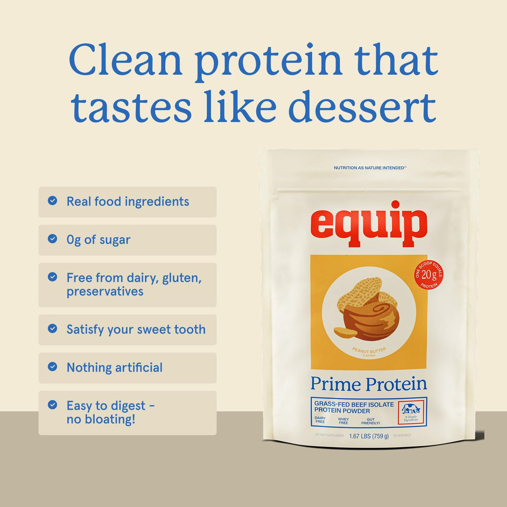 Graphic of Prime Protein ingredients emphasizing whole-food beef protein blend