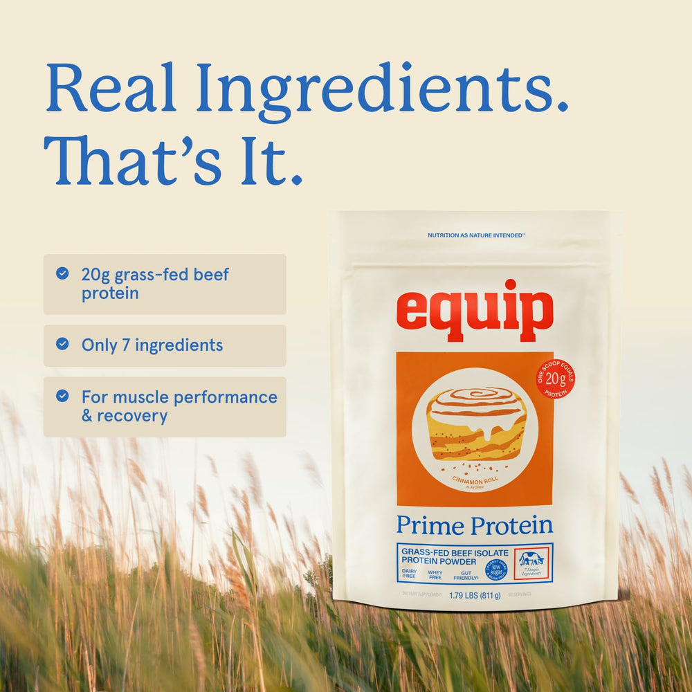 Cinnamon Roll Prime Protein Powder label indicating paleo-friendly option