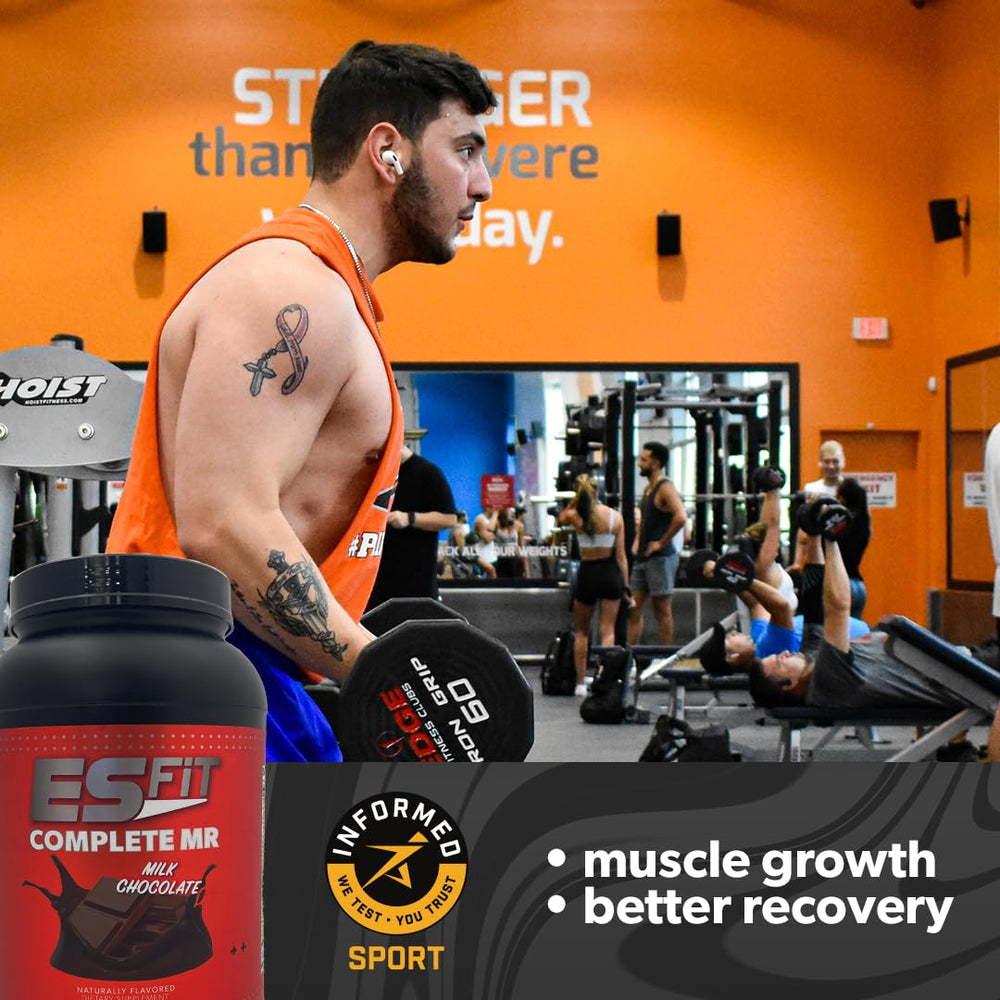 ES FIT Complete MR nutrition label highlights protein, vitamins, and fiber.