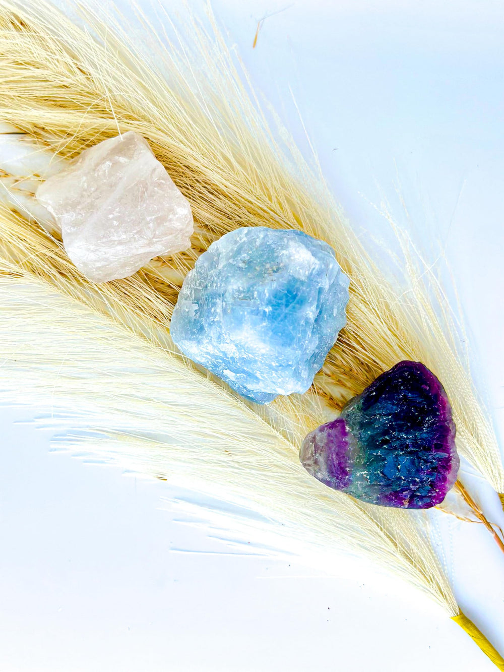 Esotheric Pisces crystals: rainbow fluorite for truth and focus.