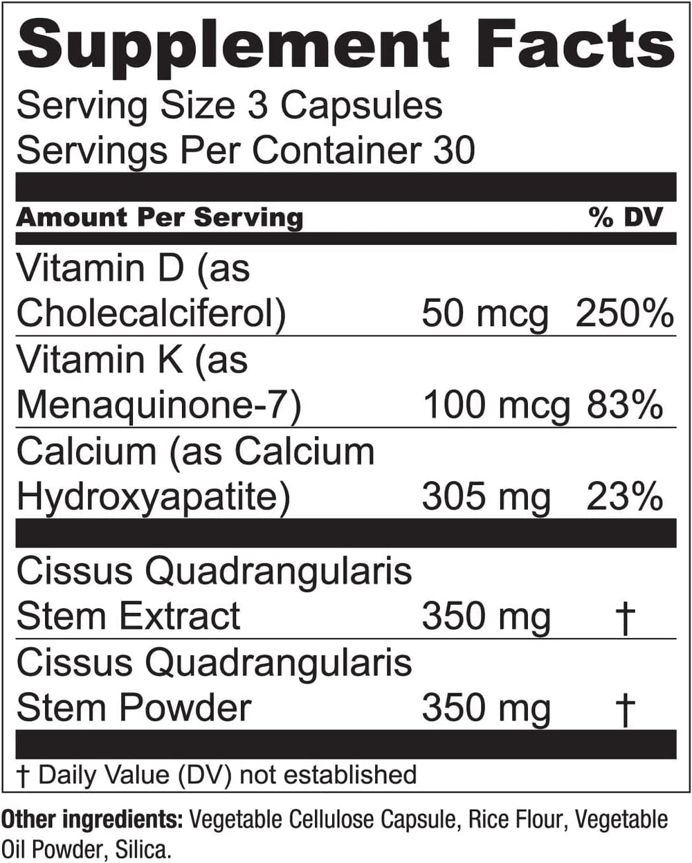 Essential Elements Bone Boost label back showing vitamin blend for bone health