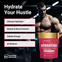 Essential Elements hydration packets Yuzu-Lime glass shows bright flavor profile