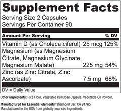 Essential Elements Magnesium Plus Zinc packaging inner view emphasizing value and quality
