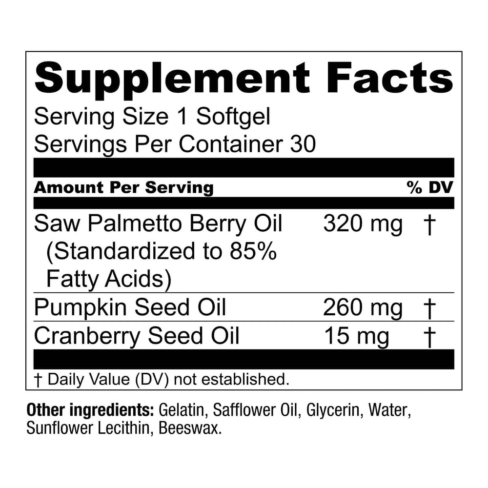 Packaging side view of Essential Elements Saw Palmetto Plus for easy dosing
