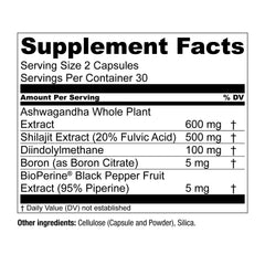 Essential Elements T-Hero ashwagandha capsules image suggests stress resilience.