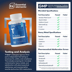 Essential Elements T-Hero bottle side view highlighting compact vegan capsules.