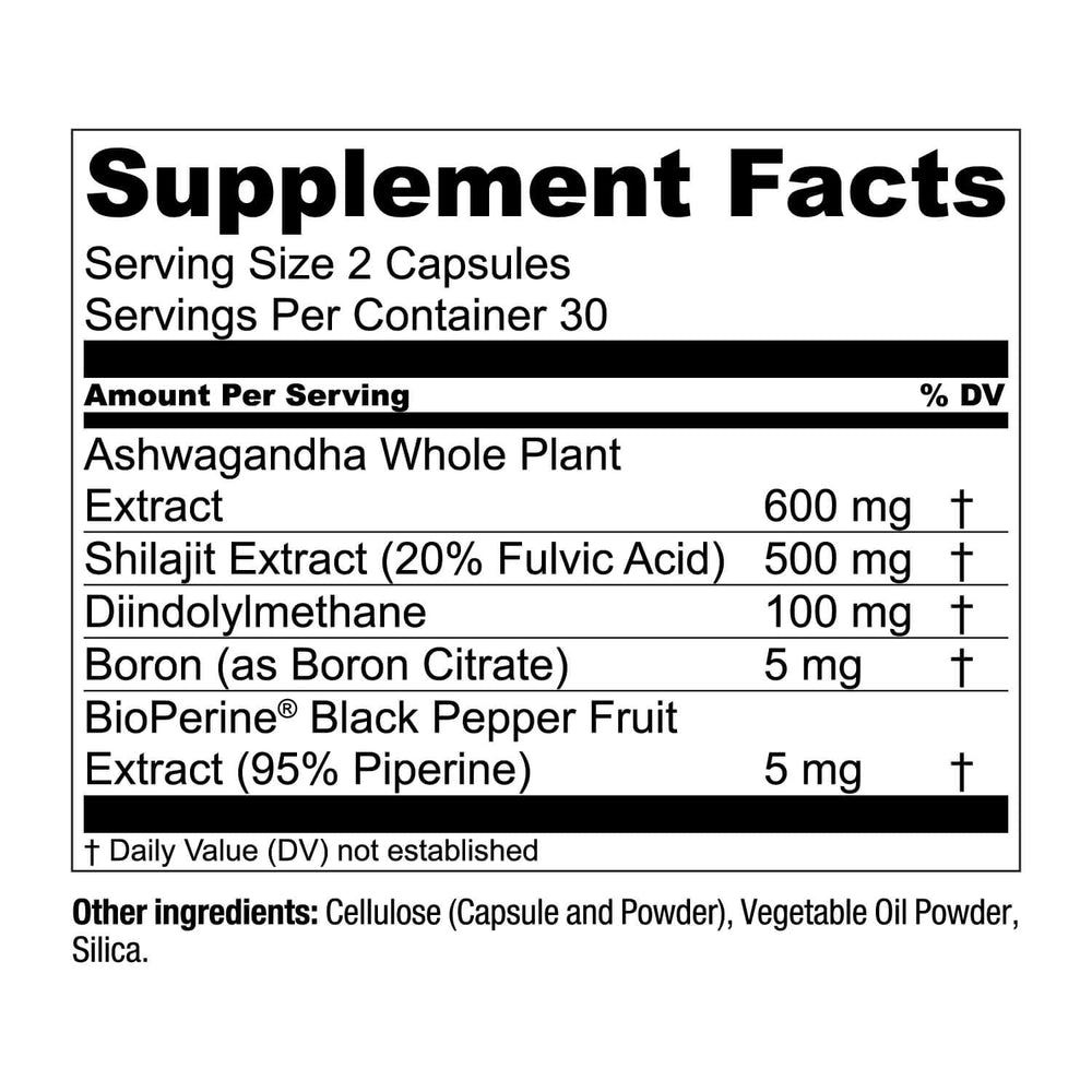 Essential Elements T-Hero label detail showing key ingredients and USA manufacturing