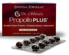 Essential Formulas Dr Ohhira's Propolis Plus bottle for daily immune support.