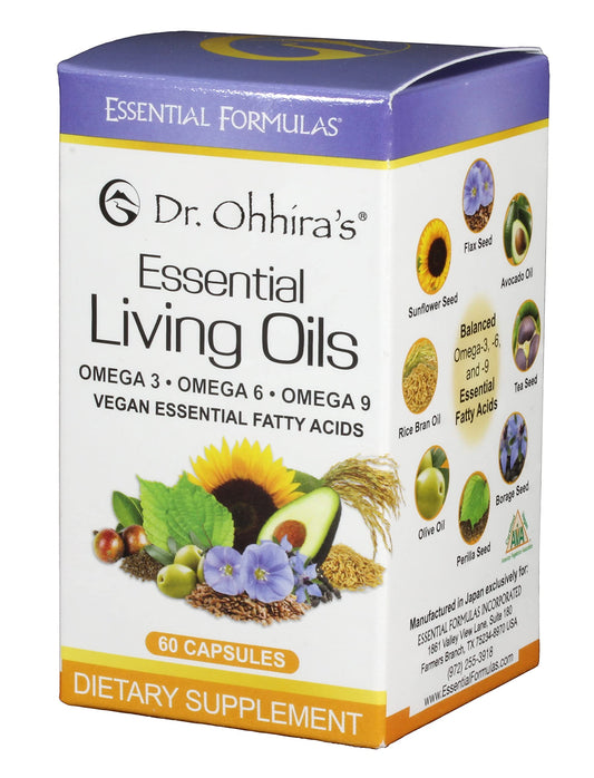 Essential Formulas Dr. Ohhira's vegan omega-3 bottle for plant-based fatty acids and daily wellness.