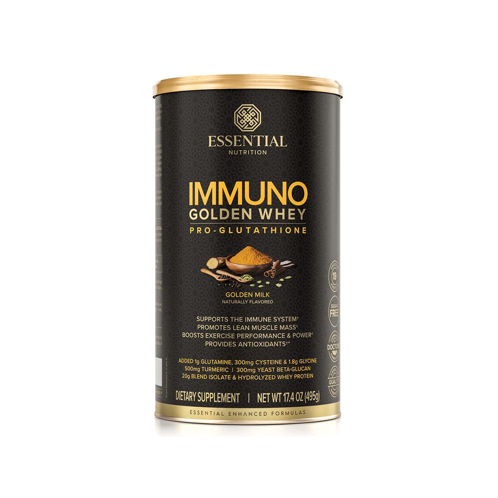 Essential Nutrition Immuno Whey bottle close-up for easy post-workout refuel.