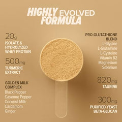 Essential Nutrition Immuno Whey label close-up highlighting hydrolyzed whey formula.