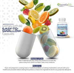 Daily use scene of Essentialife Immune Support with capsules on a kitchen counter.