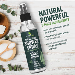 EssentiallyBased eucalyptus shower mist-dispense in action for continuous scent