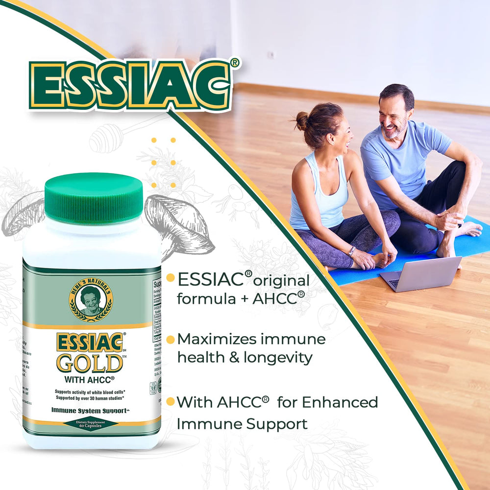 Essiac Gold capsules close-up showing smooth texture.