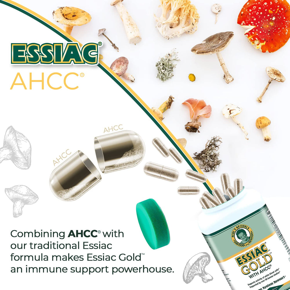 Essiac Gold eco-packaging emphasizing sustainable sourcing.