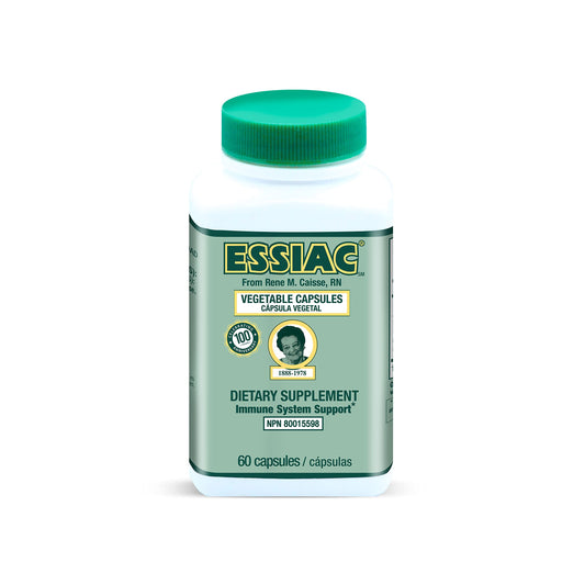Essiac tea capsules bottle with 60-count pack for convenient daily use.