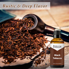 ESSLUX Black Tobacco Fragrance Oil diffuser scene evokes warm sophisticated aroma