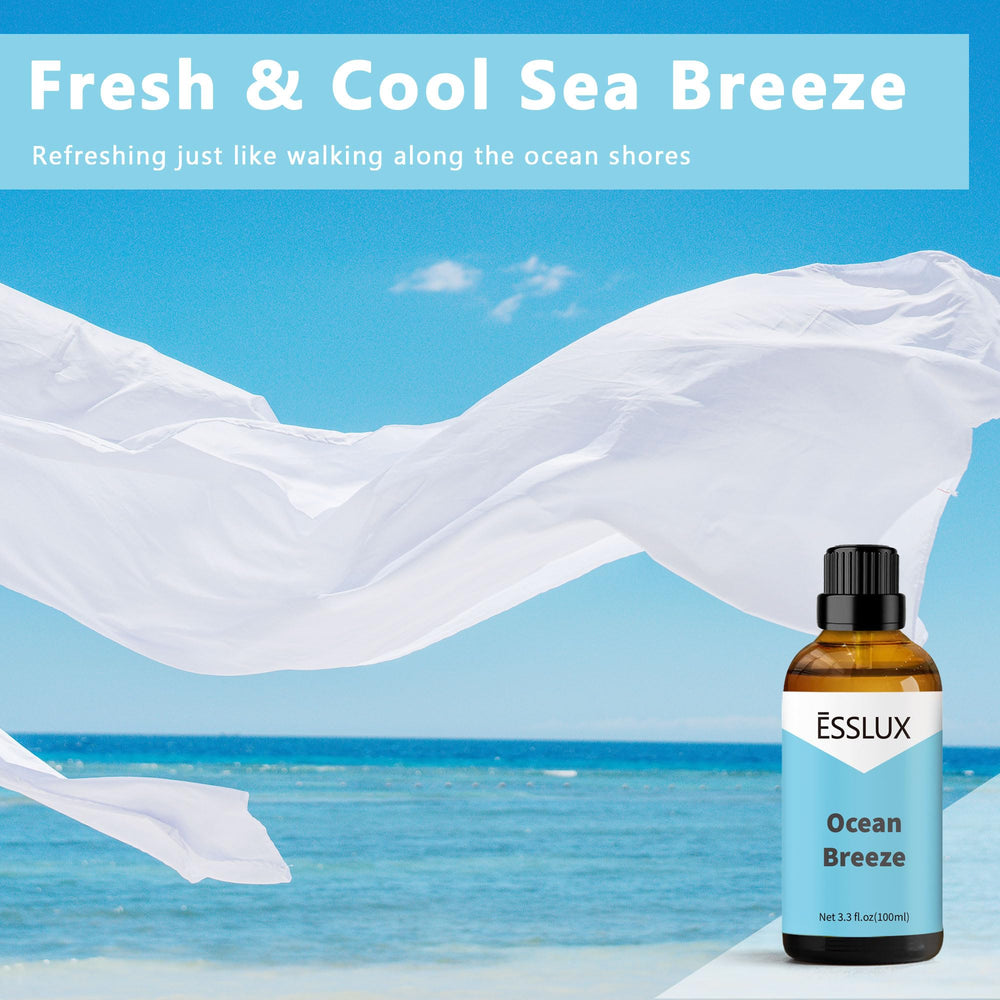ESSLux Ocean Breeze diffuser emission, refreshing coastal scent for home ambiance.