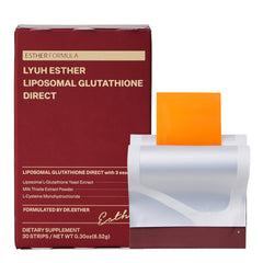 ESTHER FORMULA liposomal glutathione strips packaging for convenient daily use