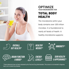 ESUNM Green Biome fermented herbs image emphasizes natural prebiotics.