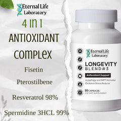 Eternal Life Laboratory Longevity Blend 3 close-up of Fisetin for cellular health.
