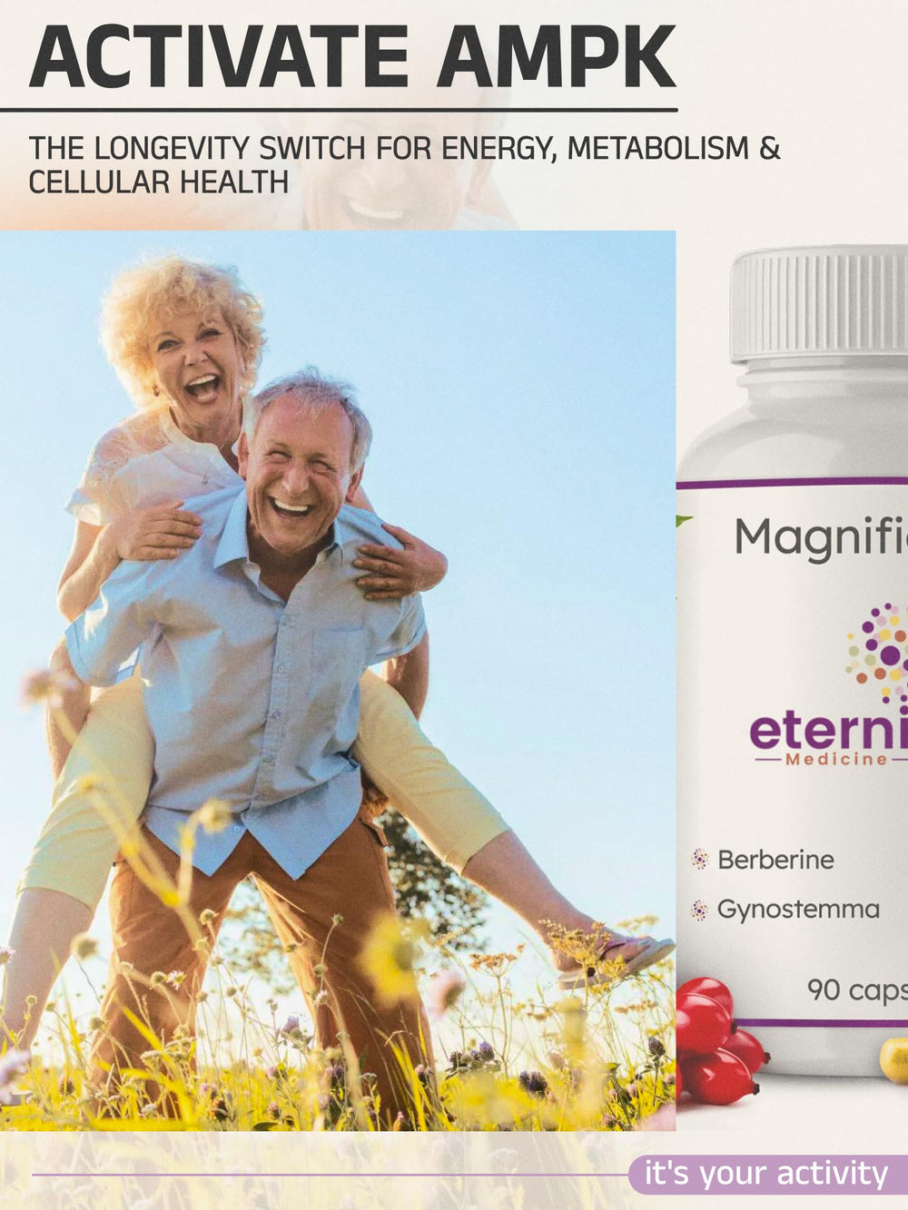 Product label of Eternity Medicine Rx complex showing ingredients and USA-made quality
