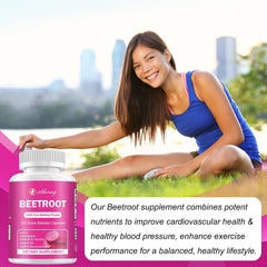 Active lifestyle scene with Etheray Beet Root Capsules for convenient plant-based support
