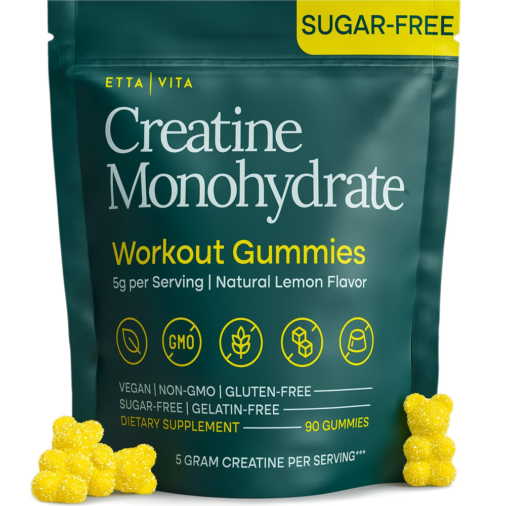 Etta Vita sugar-free creatine gummies lemon flavor bottle for on-the-go energy