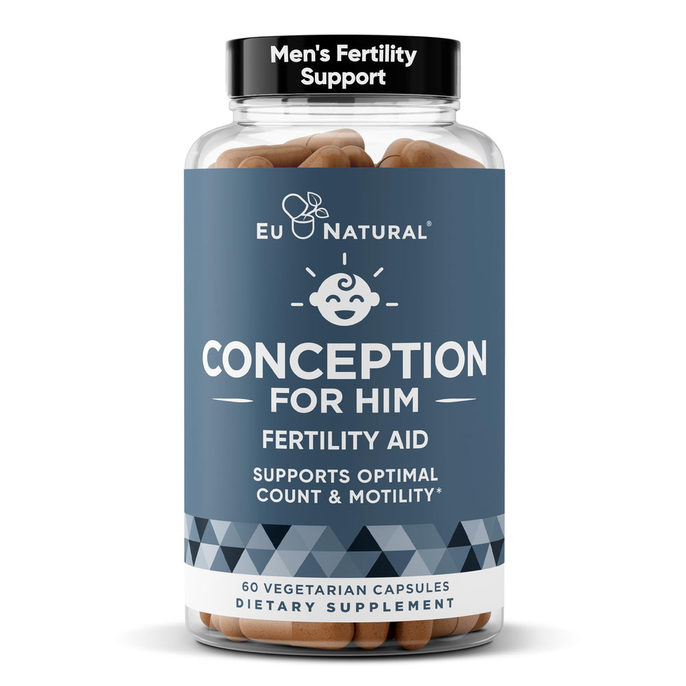 Eu Natural Conception for Him bottle front showing complete fertility support packaging