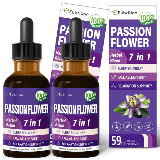 Eubrition Passion Flower Sleep Drops bottle shown for natural relaxation support