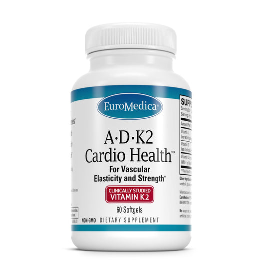 EuroMedica A•D•K2 Cardio Health bottle front for daily heart support.