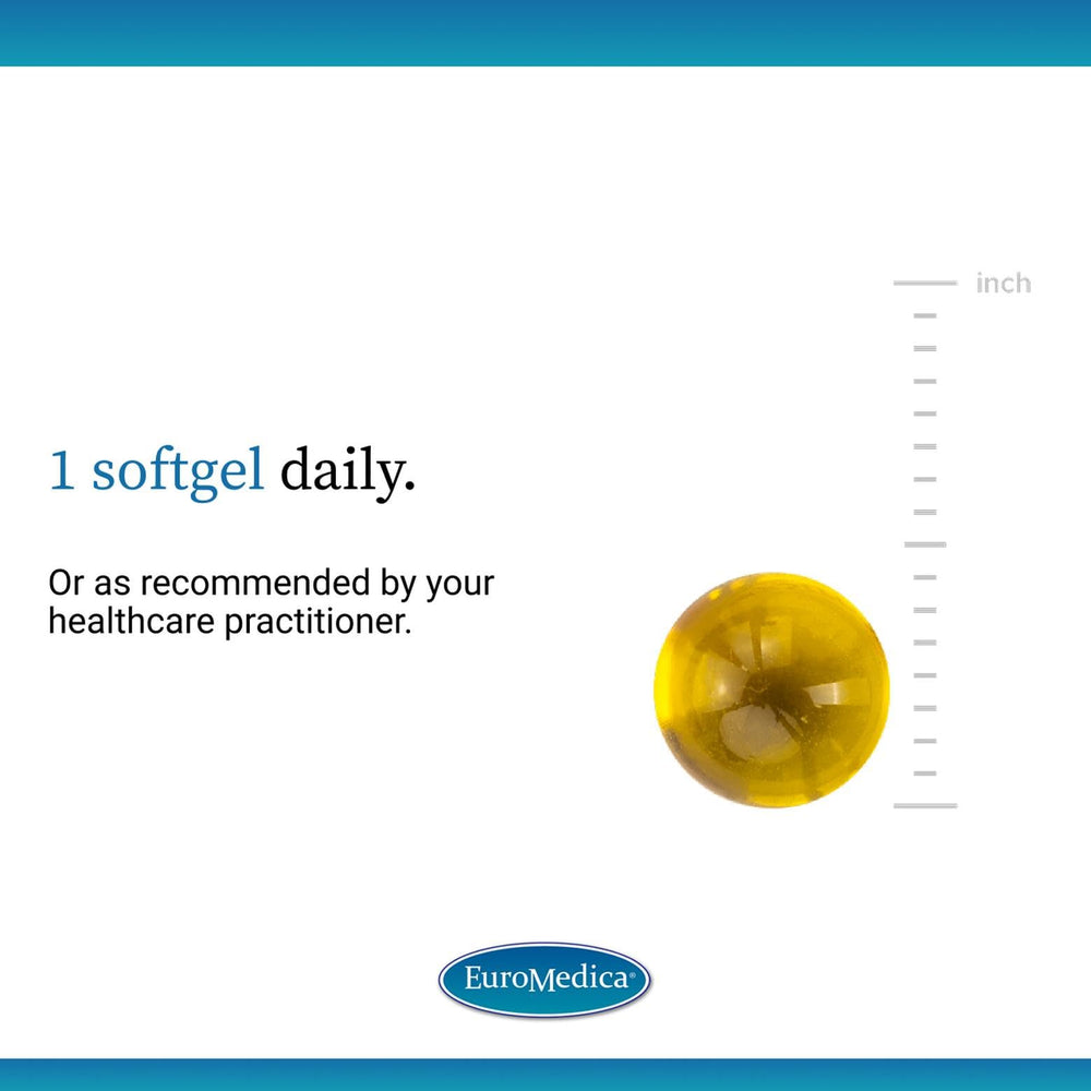 EuroMedica A•D•K2 Cardio Health ingredients panel highlights vitamins A, D3, K2.