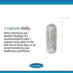 EuroMedica Bladder Manager highlighting angelica leaf extract for bladder health support.