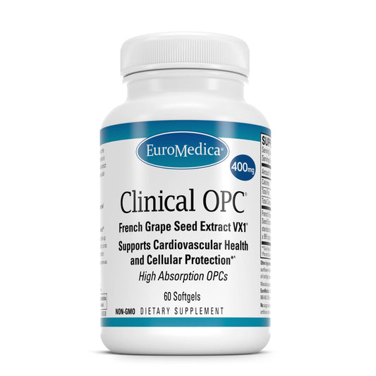 EuroMedica Clinical OPC bottle front shows daily wellness focus.