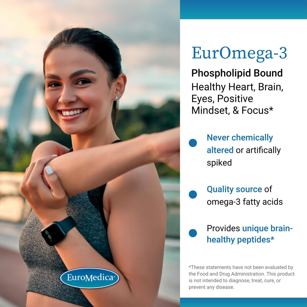 EuroMedica EurOmega-3 phospholipid-bound tablets provide stable, oil-free omega-3 delivery.
