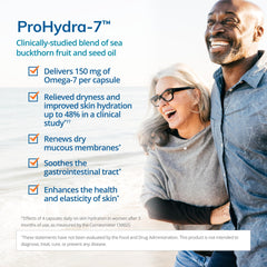 EuroMedica ProHydra-7 softgels close up emphasizing omega-7 capsules
