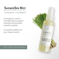 European Spa Source ShowerMist being dispensed in the shower for spa like aromatherapy