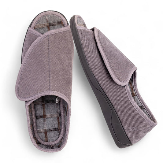 EUROPEAN SOFTEST men's extra-wide slipper open-toe design for swollen feet comfort.