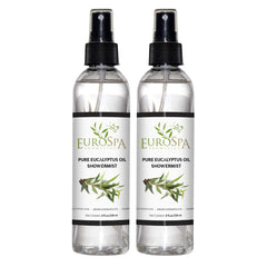 EuroSpa Aromatics eucalyptus oil bottle for a spa-like home shower.
