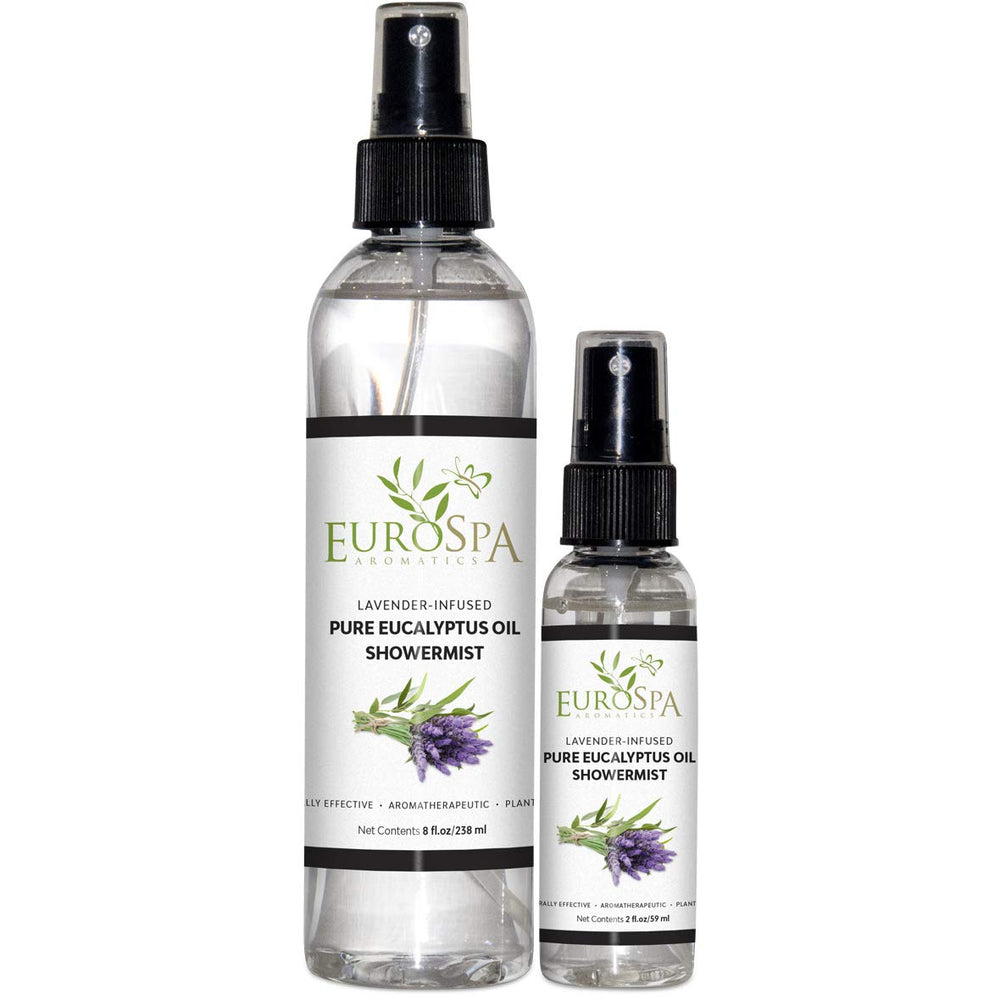 EuroSpa Aromatics pure eucalyptus ShowerMist eight-ounce bottle for spa-like steam aromatherapy